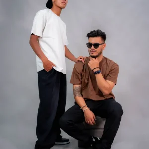 Essential Oversized Solid T-Shirts – White & Brown | Minimalist Streetwear