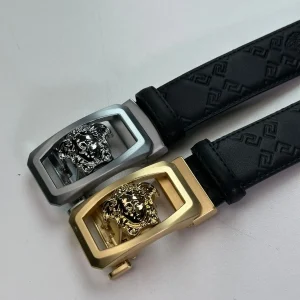 Versace-Inspired Medusa Head Leather Belt