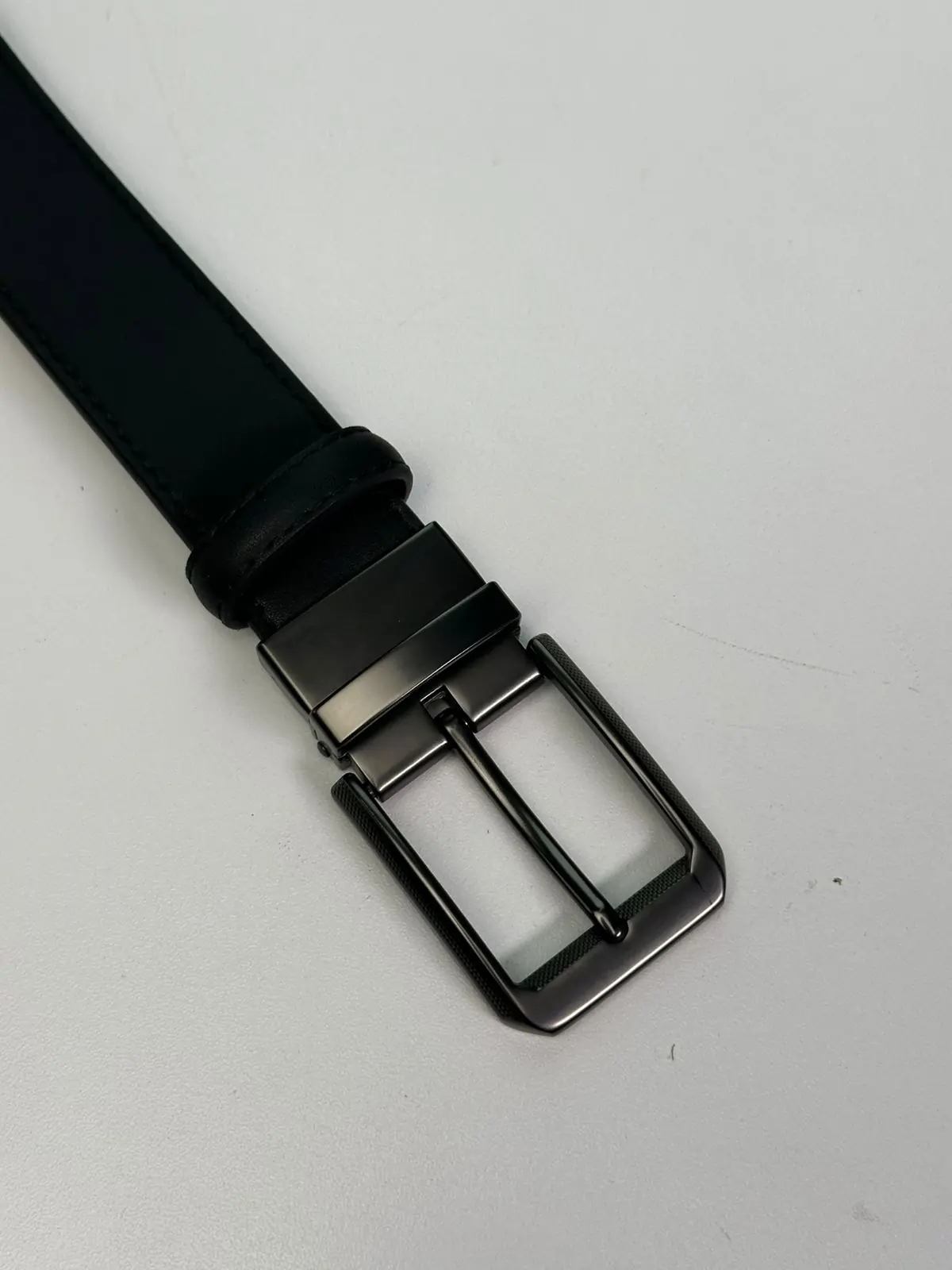 Black Faux Leather Belt For Men