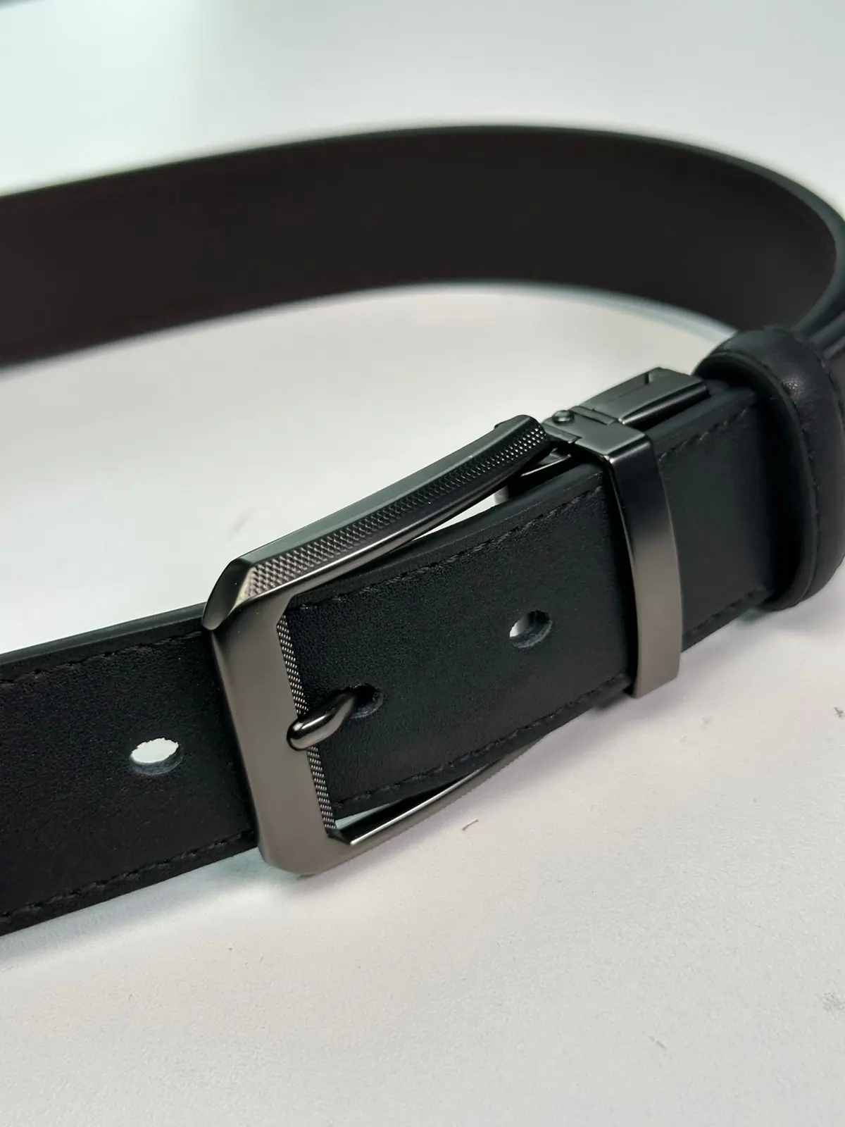 Black Faux Leather Belt For Men