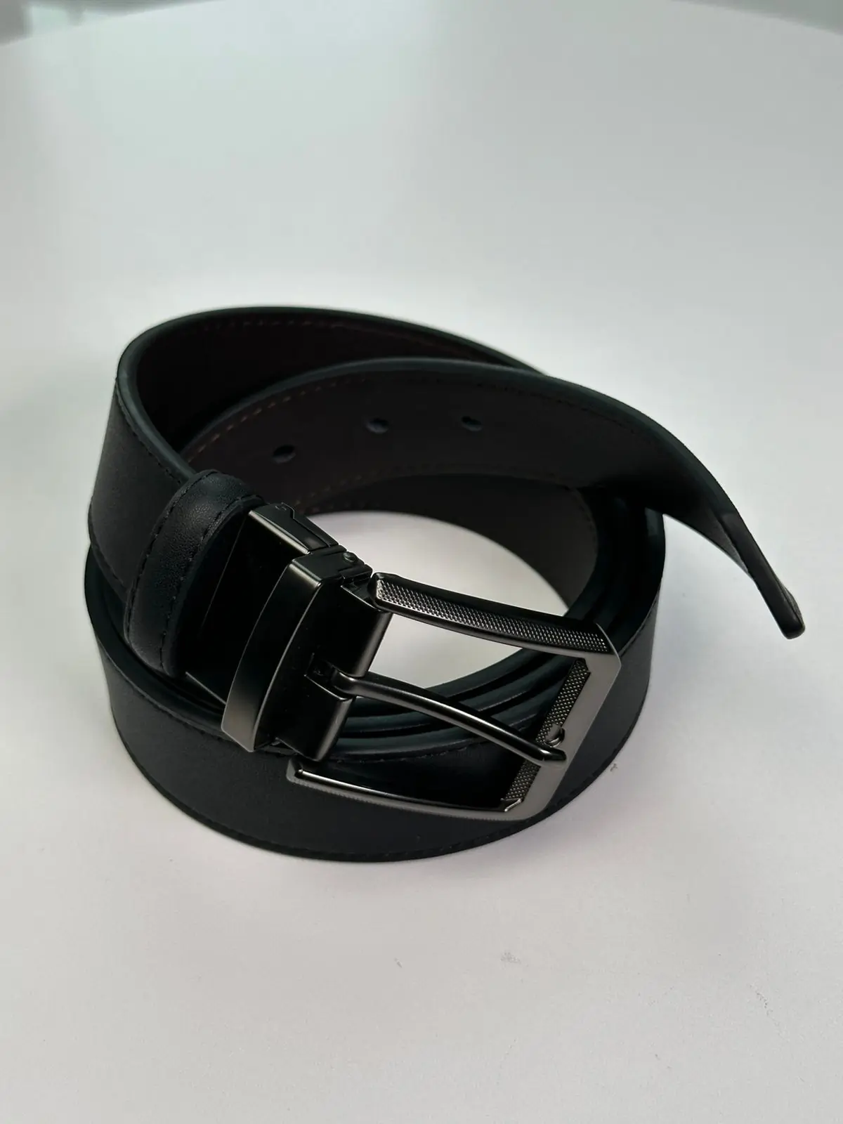 Black Faux Leather Belt For Men