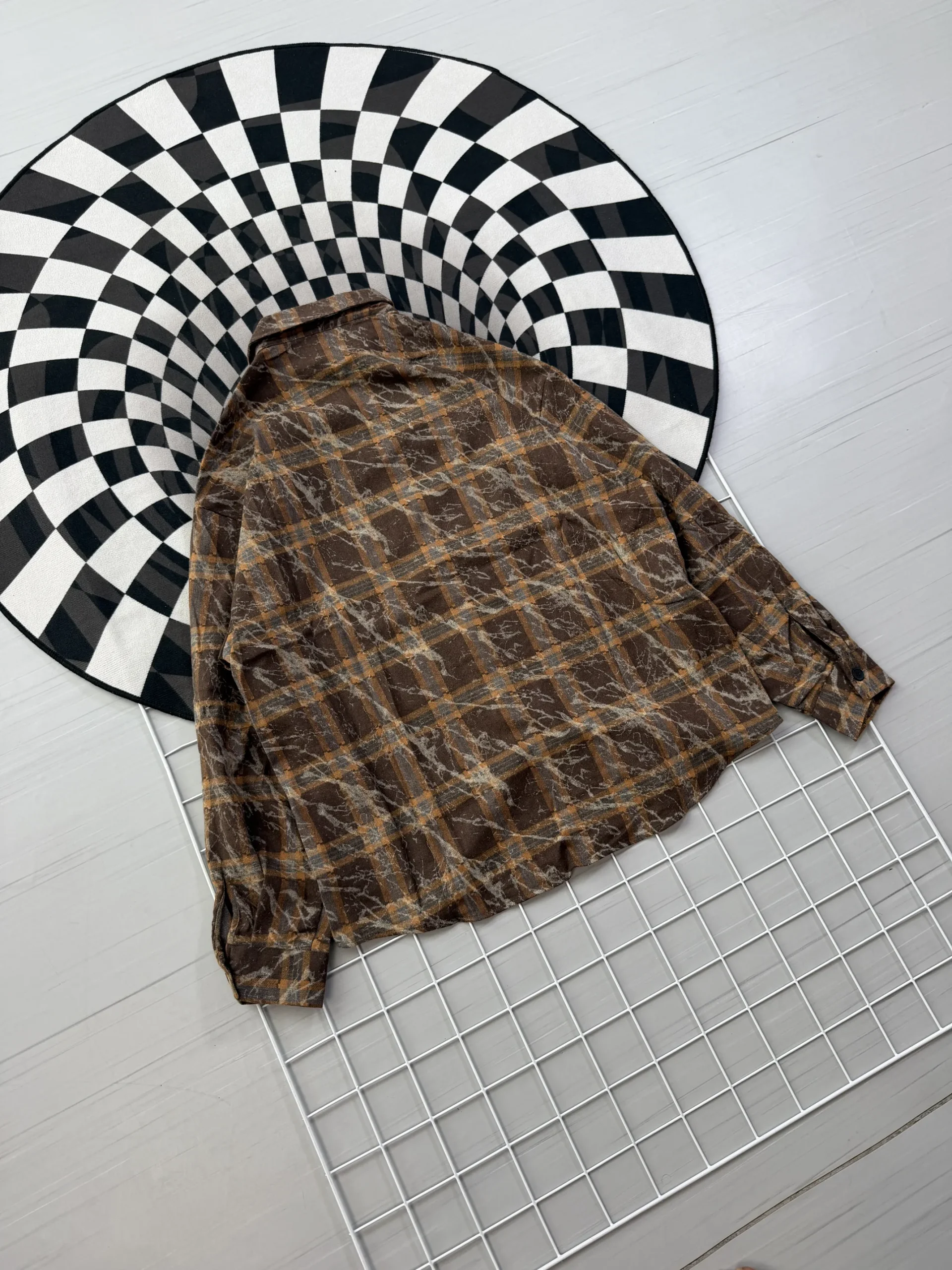 Flannel Shirt Loose Fit - Earthy Brown - Image 4