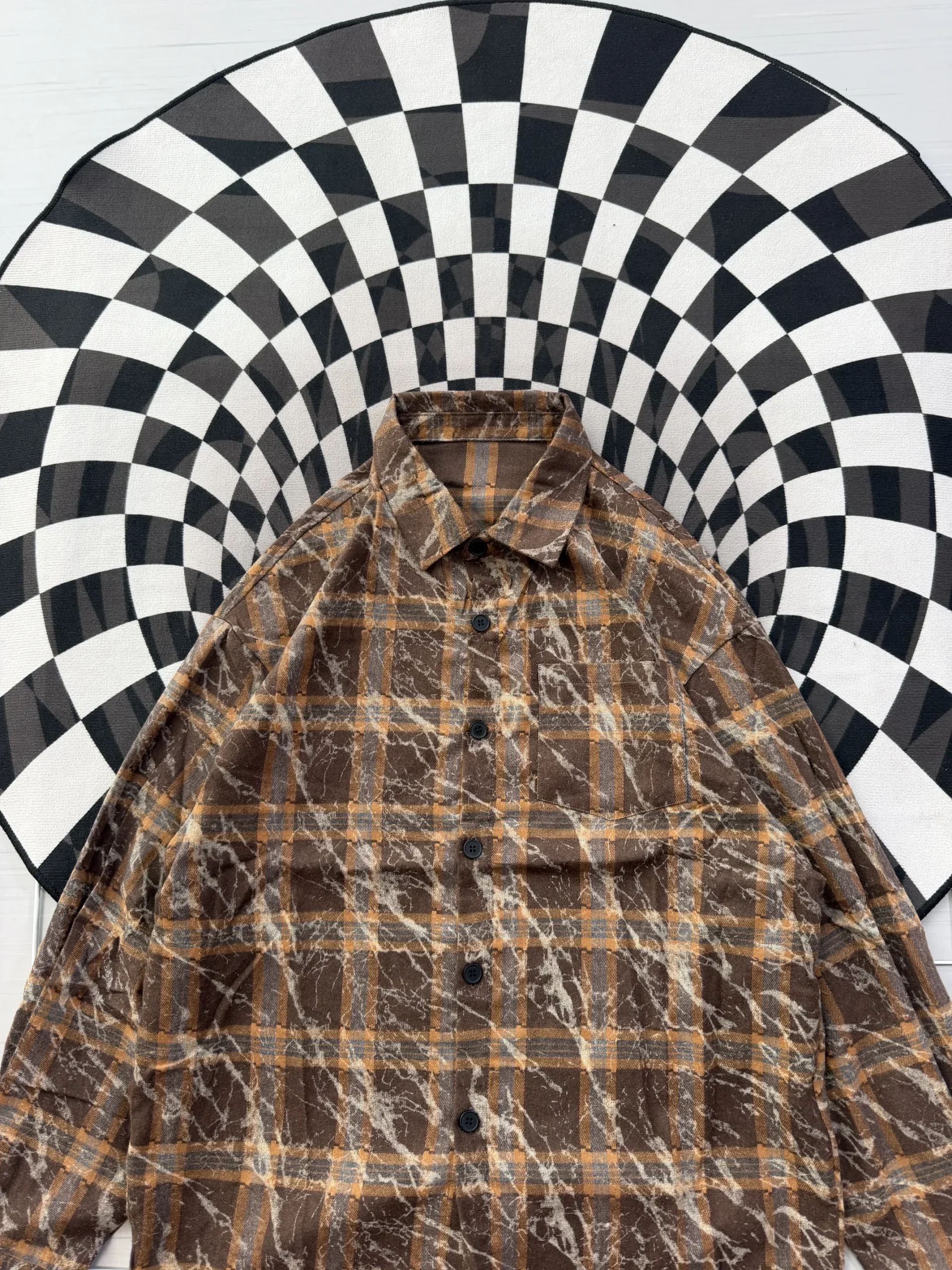 Flannel Shirt Loose Fit - Earthy Brown - Image 3