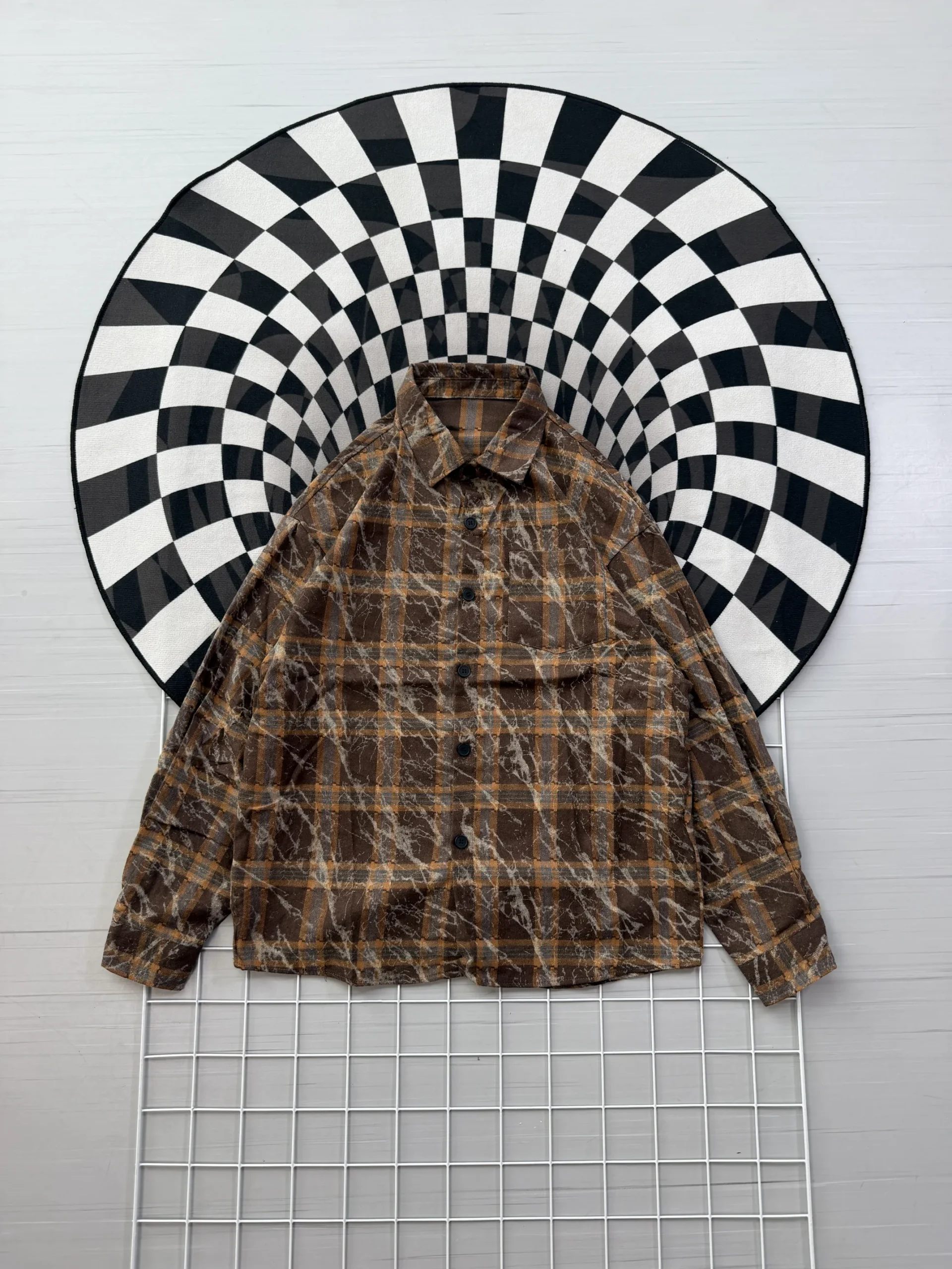 Flannel Shirt Loose Fit - Earthy Brown